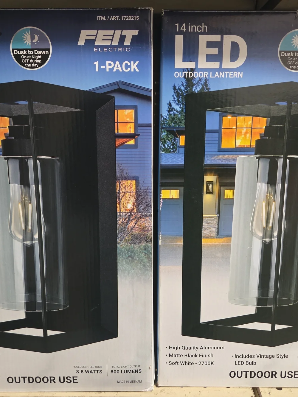 FEIT Black Outdoor LED Lantern - 14 inch (2pack)